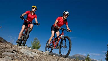 Two mountain bikers